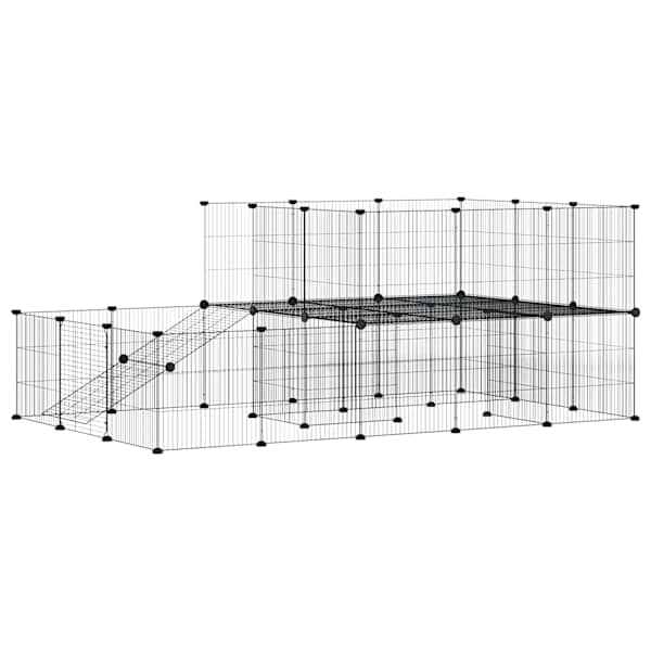 vidaXL 44 paneeliga lemmiklooma aedik uksega, must, 175 x 105 x 70 cm, teras