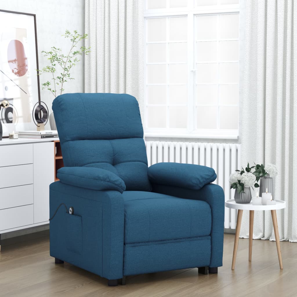 Fauteuil inclinable électrique Bleu Tissu
