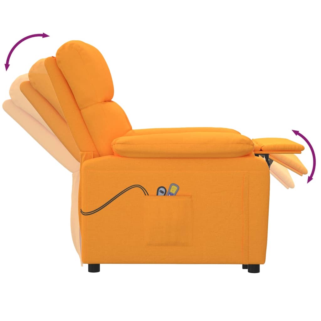 Електрически масажен стол, тъмножълт, текстил