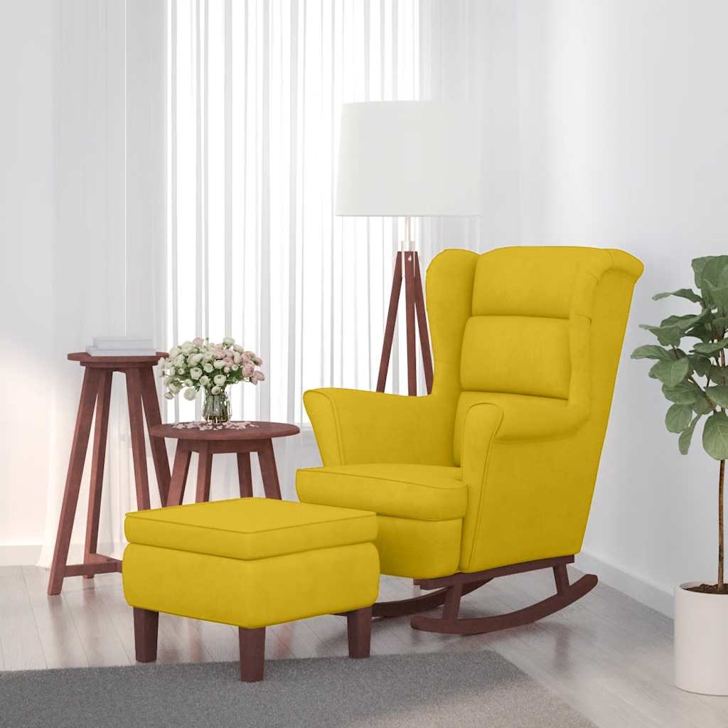 vidaXL Fotel bujany z uszak, ty aksamit i lite drewno