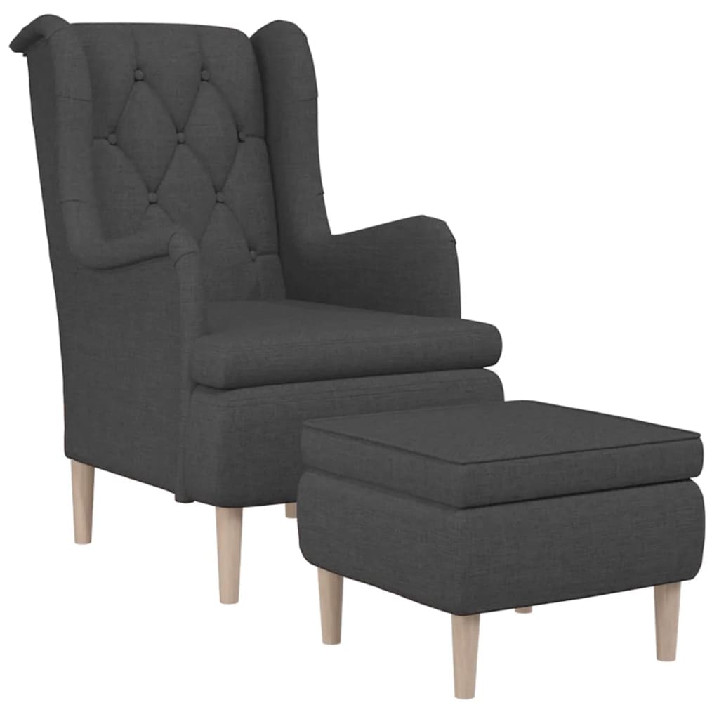 

vidaXL Fauteuil met voetenbank stof donkergrijs