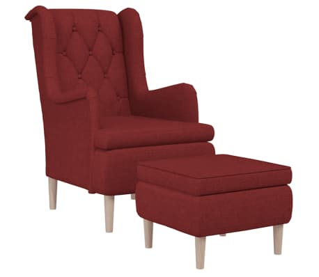 vidaXL Fauteuil met voetenbank stof wijnrood