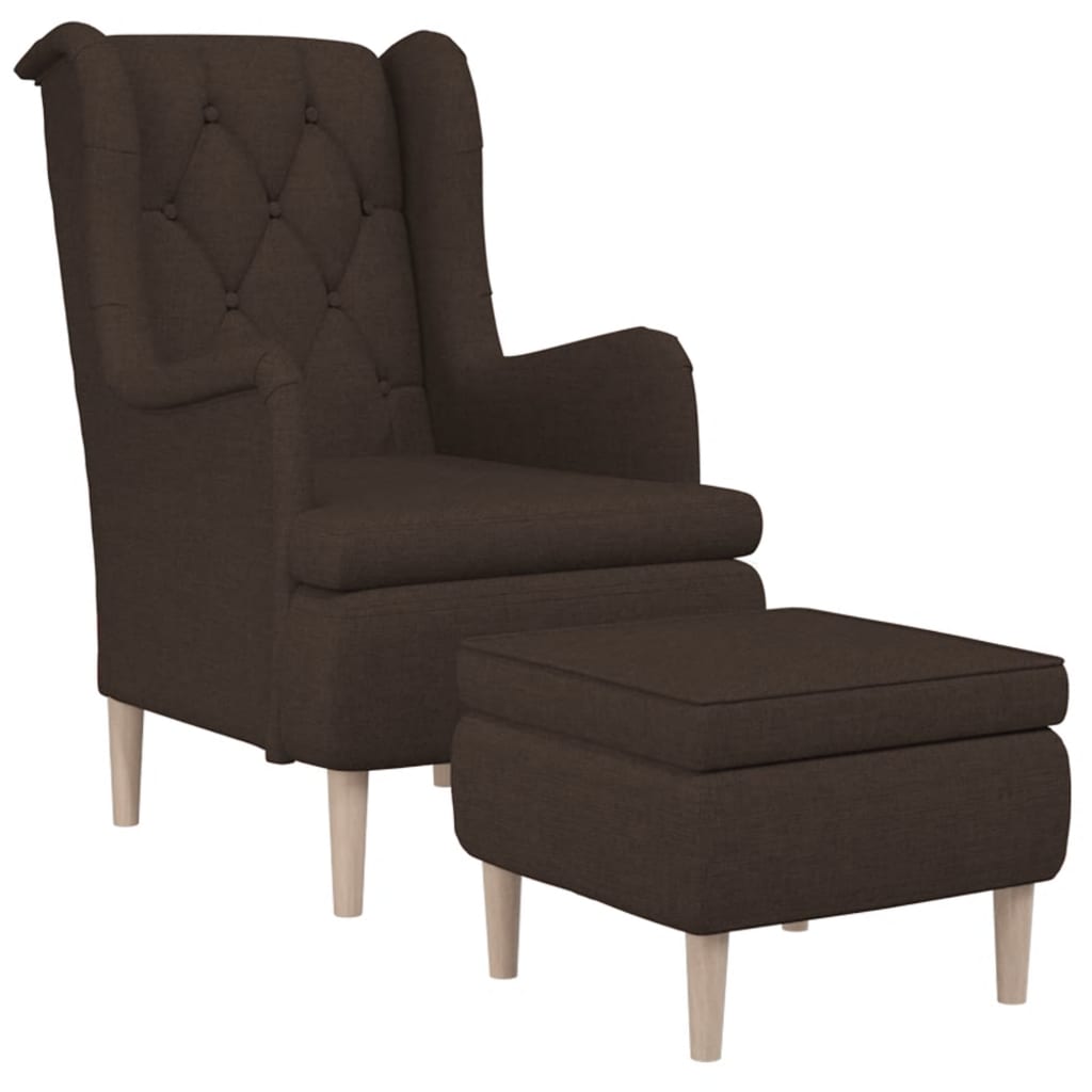 

vidaXL Fauteuil met voetenbank stof donkerbruin