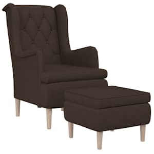 Křeslo se stoličkou tmavě hnědé textil - obrázek 3
