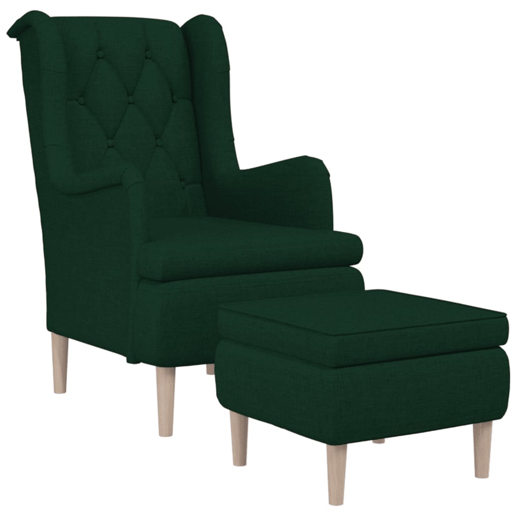 

vidaXL Fauteuil met voetenbank stof donkergroen