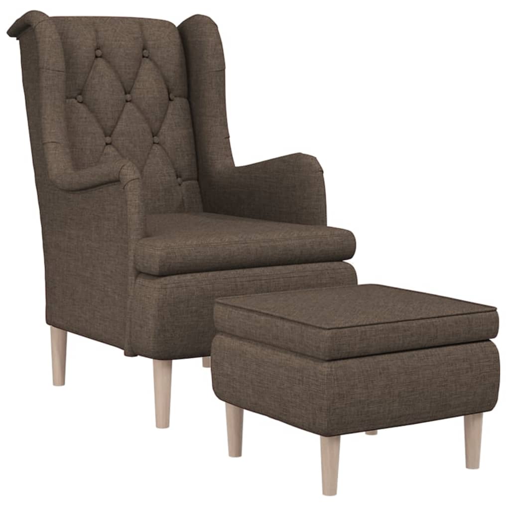 

vidaXL Fauteuil met voetenbank stof taupe