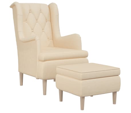 vidaXL Sessel mit Hocker Creme Stoff