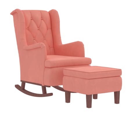 vidaXL Fauteuil met schommelpoten en voetenbank fluweel roze