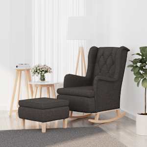 Fotelj z gugalnimi nogami in stolčkom temno sivo blago