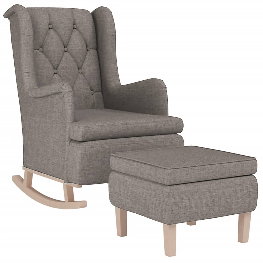 

vidaXL Fauteuil met schommelpoten en voetenbank stof taupe