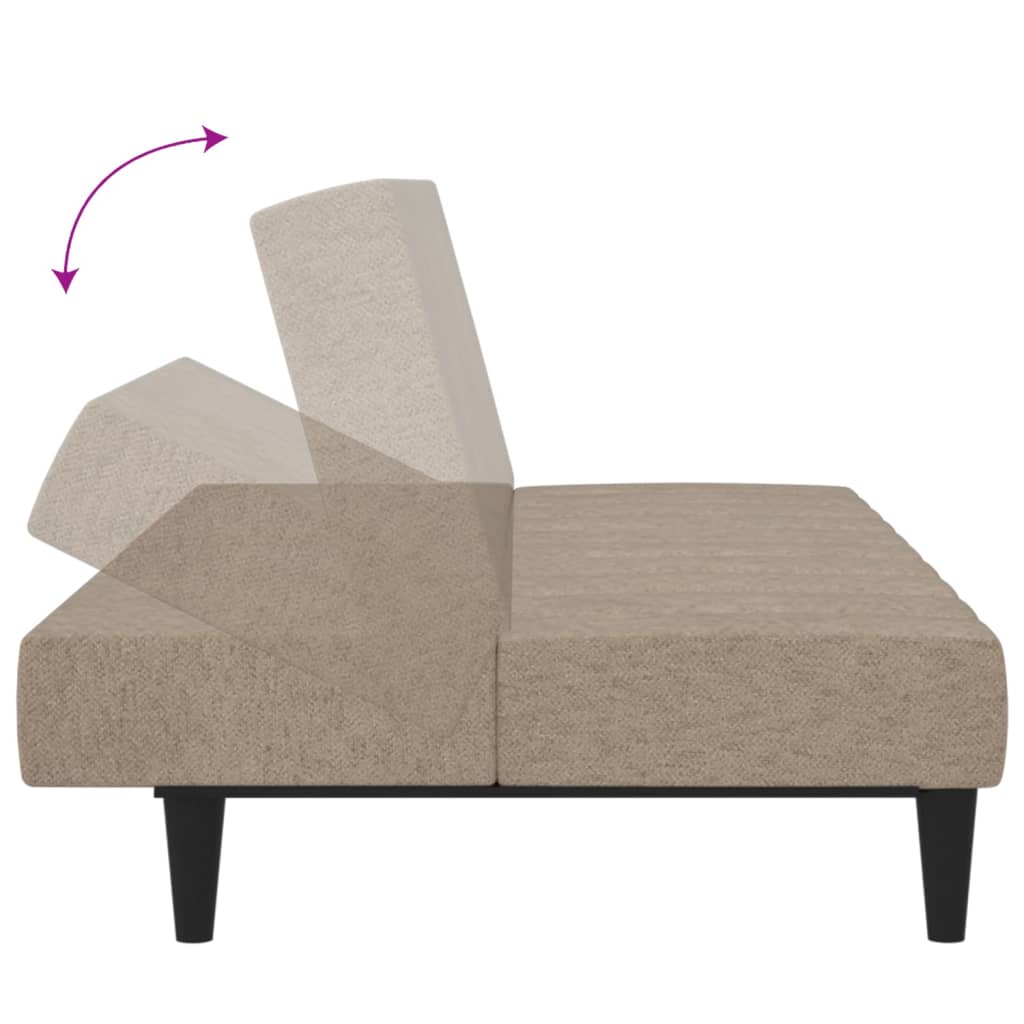 kétszemélyes tópszínű mikroszálas kanapéágy lábtartóval