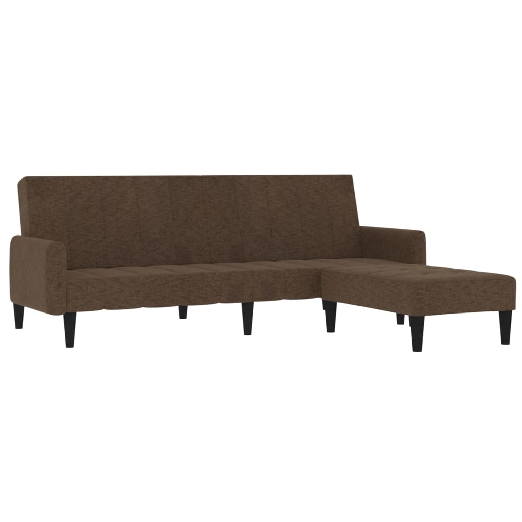 vidaXL Schlafsofa 2-Sitzer mit Hocker Braun Mikrofasergewebe