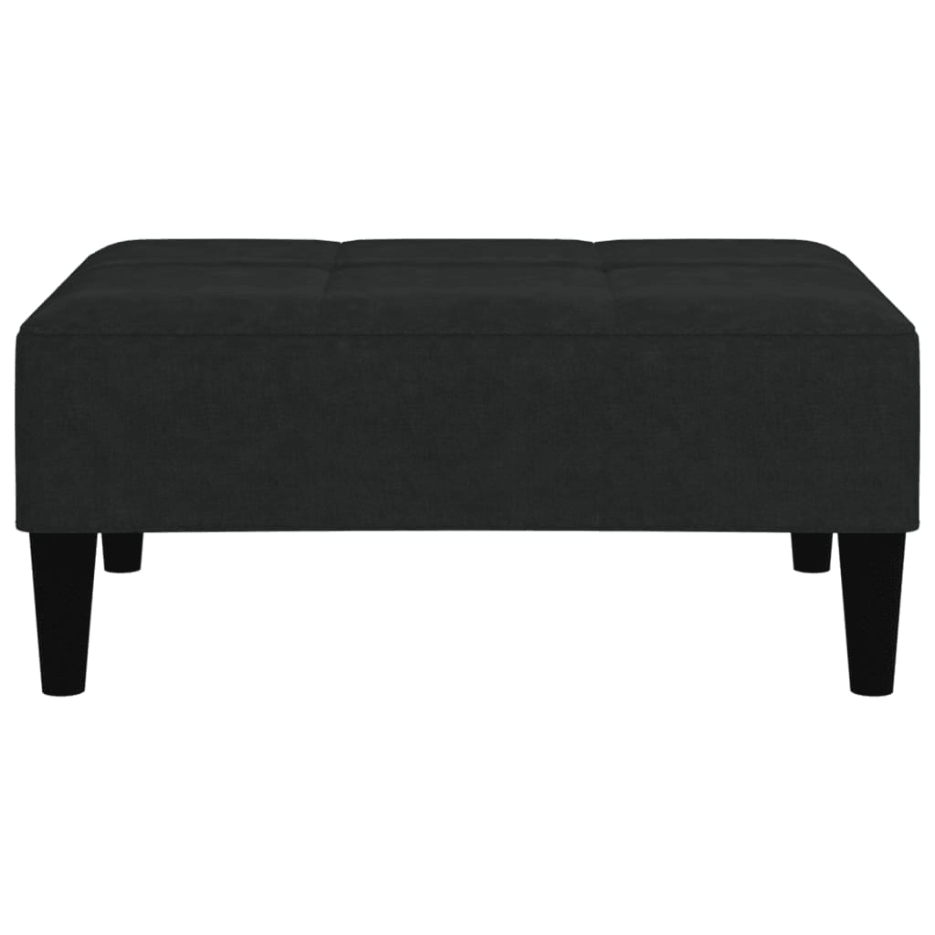 Canapea extensibilă cu 2 locuri cu taburet, negru, microfibră