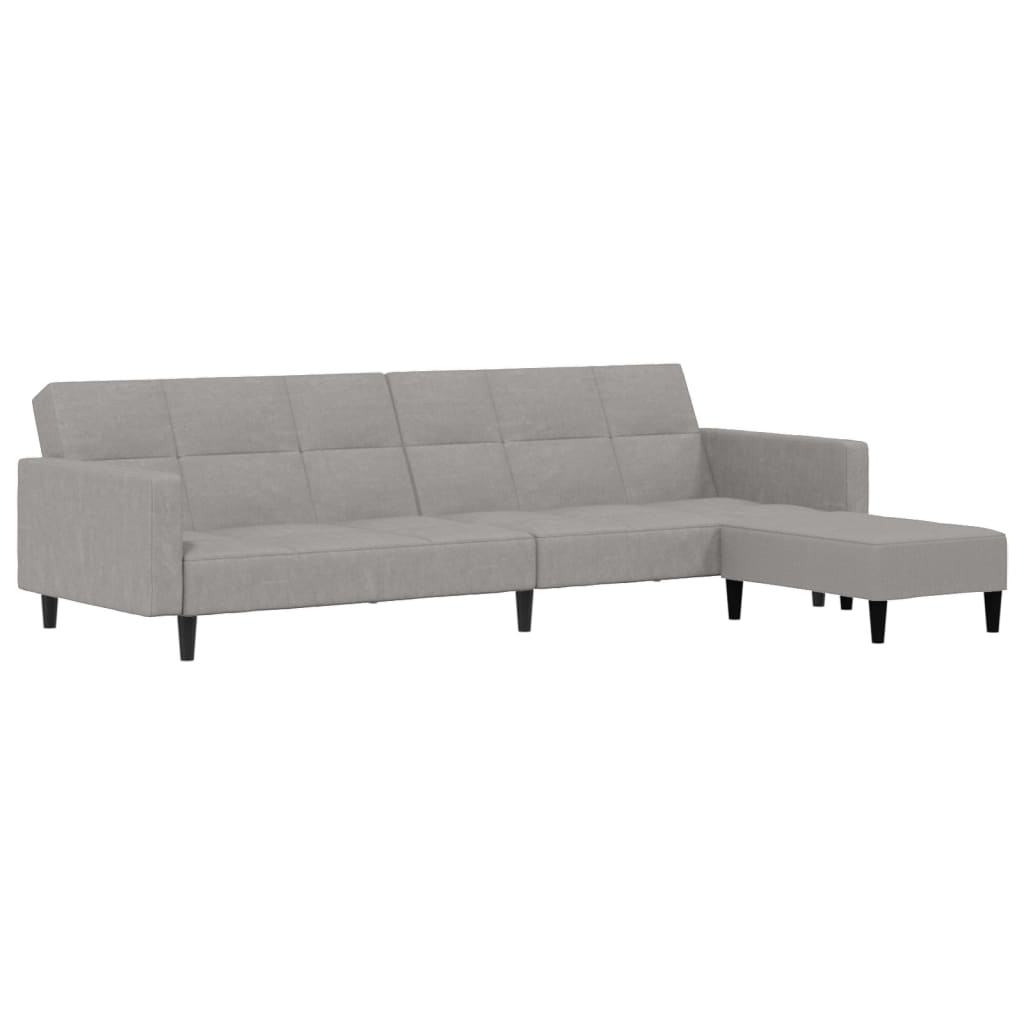 vidaXL Dvivietė sofa-lova su taburete, šviesiai pilka, audinys