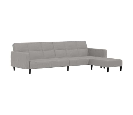 vidaXL Dvivietė sofa-lova su taburete, šviesiai pilka, audinys