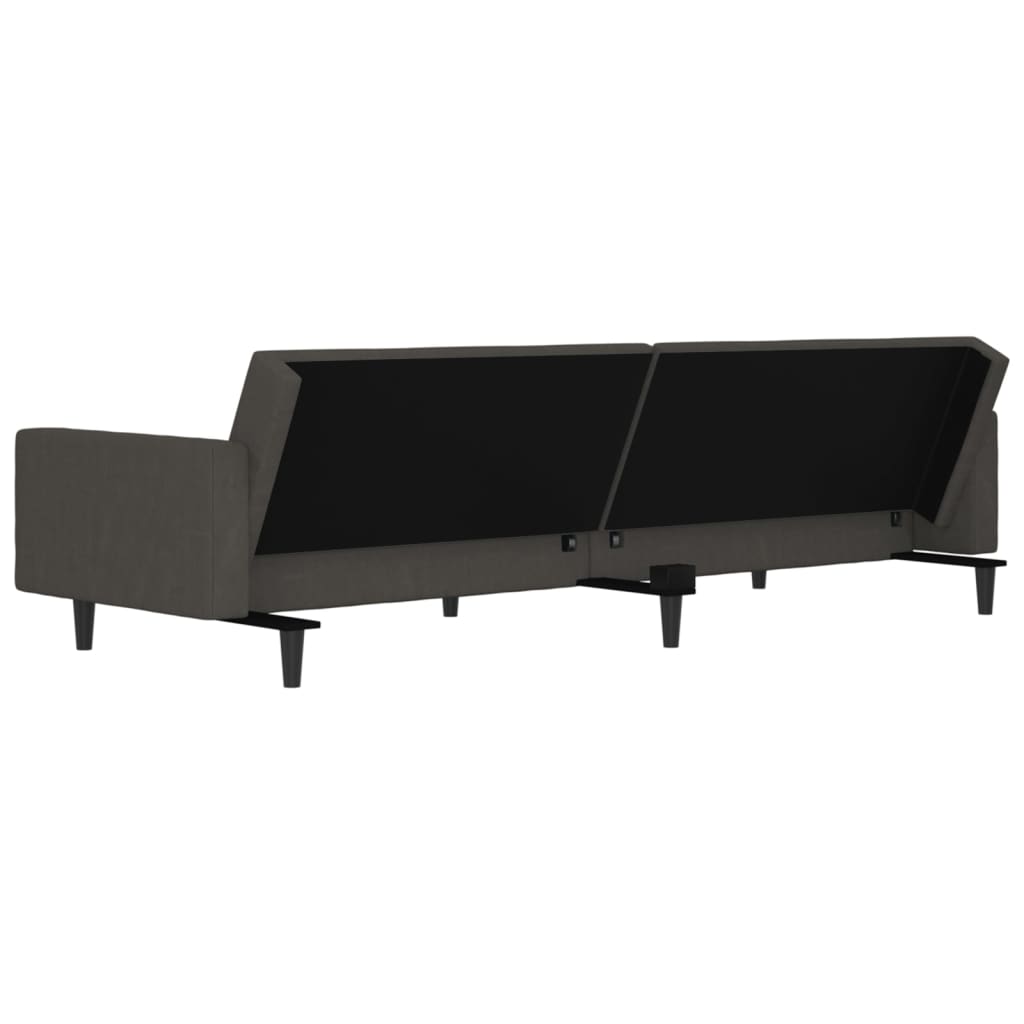 kétszemélyes sötétszürke mikroszálas kanapéágy lábtartóval