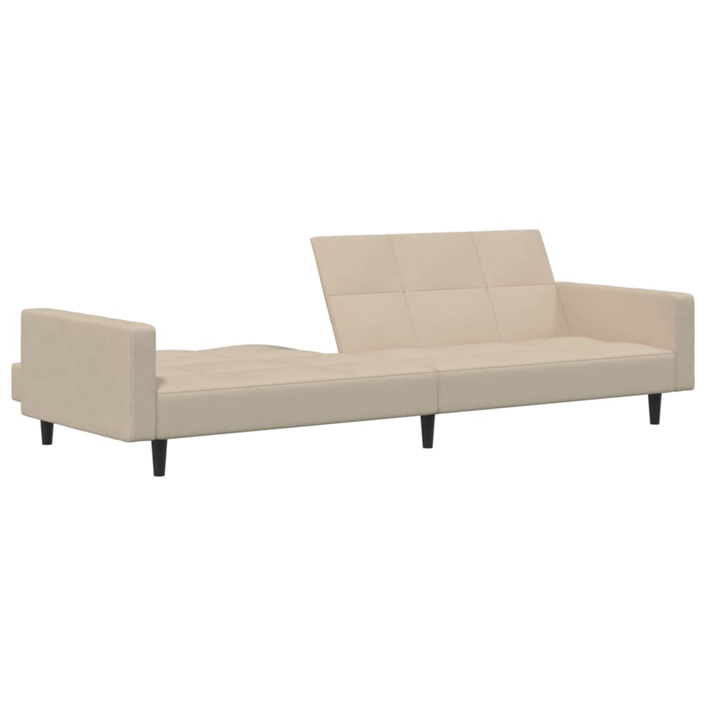 kétszemélyes krémszínű mikroszálas kanapéágy lábtartóval