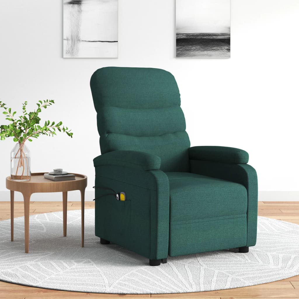 Fauteuil de massage Vert foncé Tissu