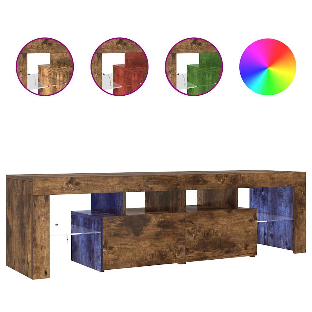 Thumbnail - vidaXL TV-Schrank mit LED-Leuchten Räuchereiche 140x36,5x40 cm
