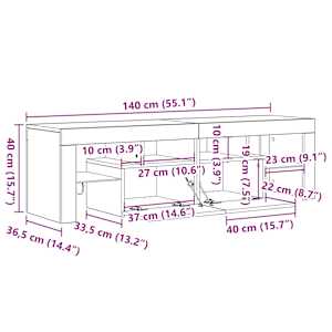 TV skříňka s LED osvětlením kouřový dub 140 x 36,5 x 40 cm - obrázek 16