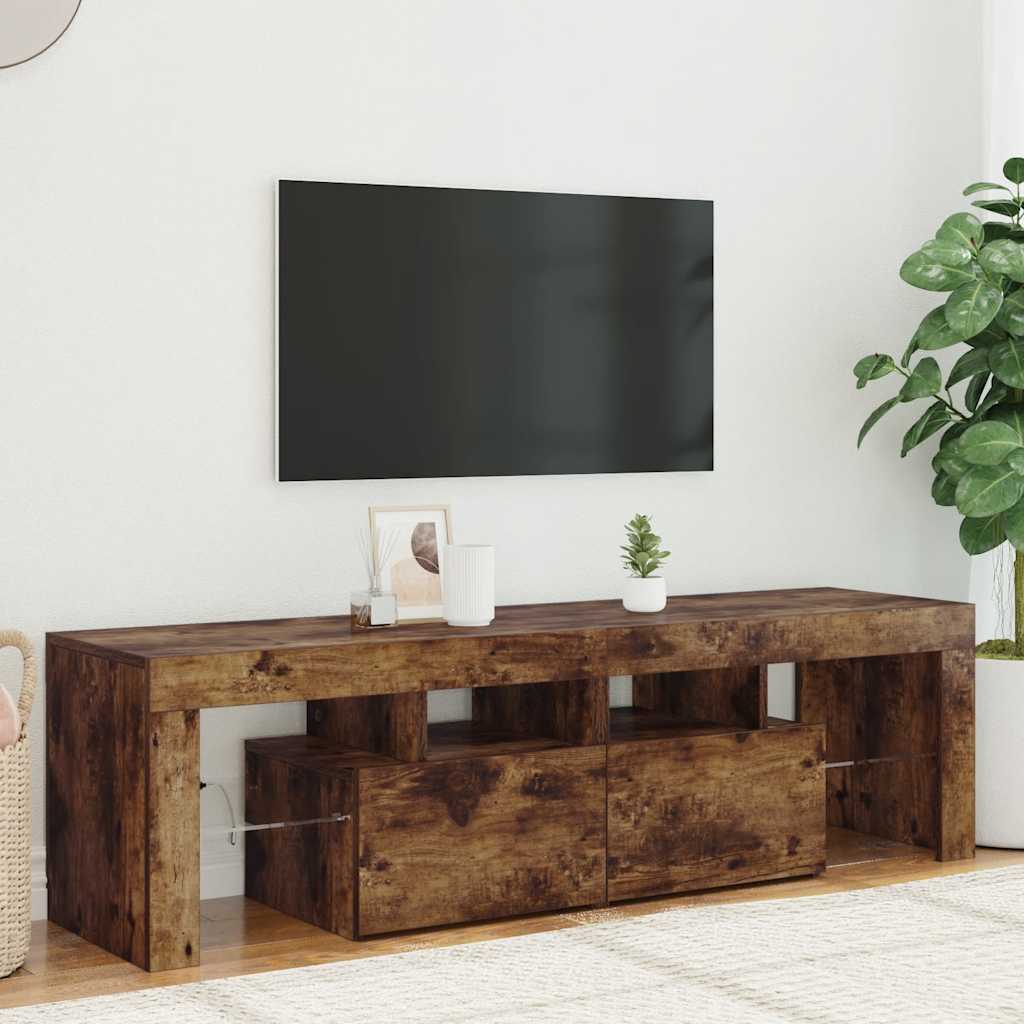 vidaXL TV-Schrank mit LED-Leuchten Räuchereiche 140x36,5x40 cm