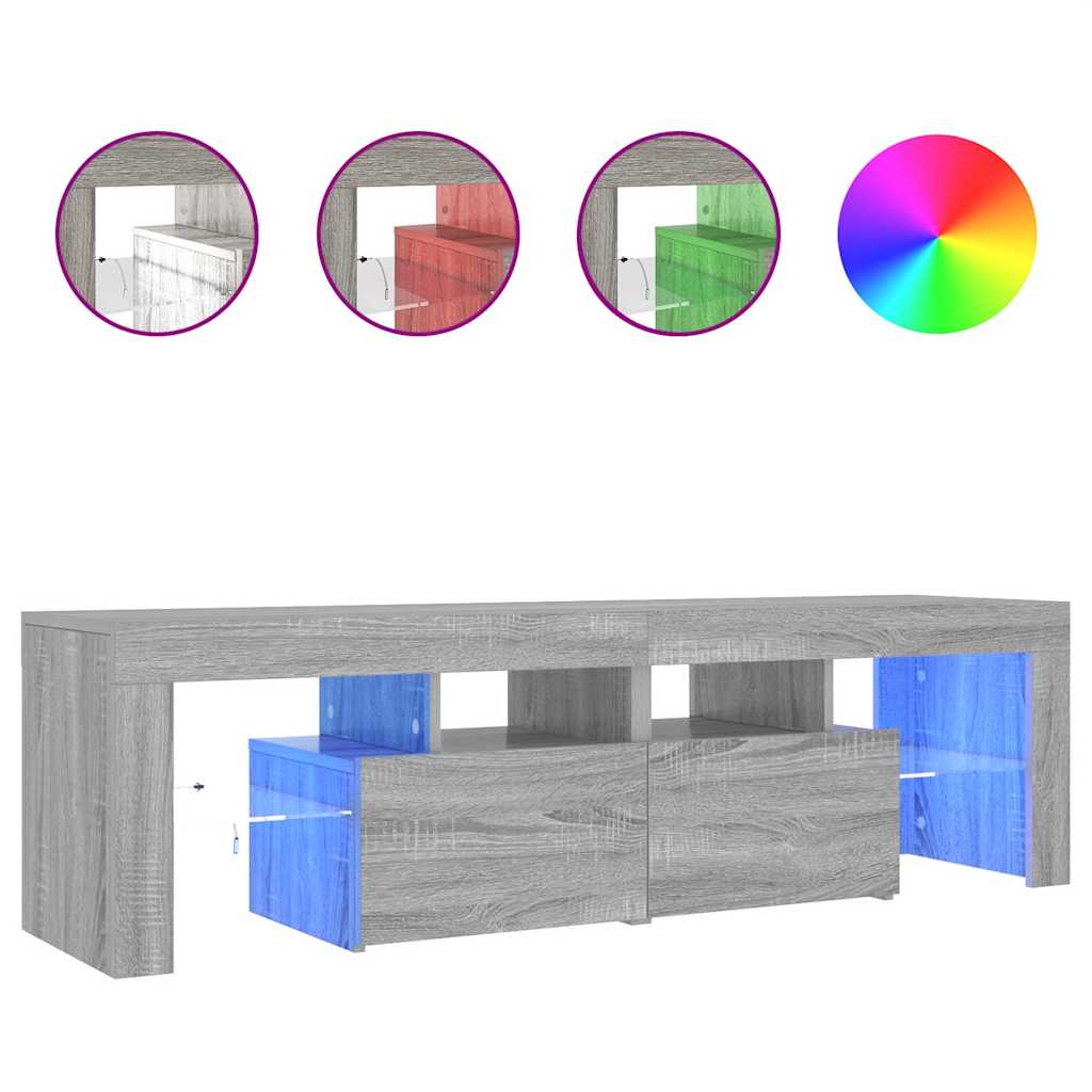 Thumbnail - vidaXL TV-Schrank mit LED-Leuchten Grau Sonoma 140x36,5x40 cm