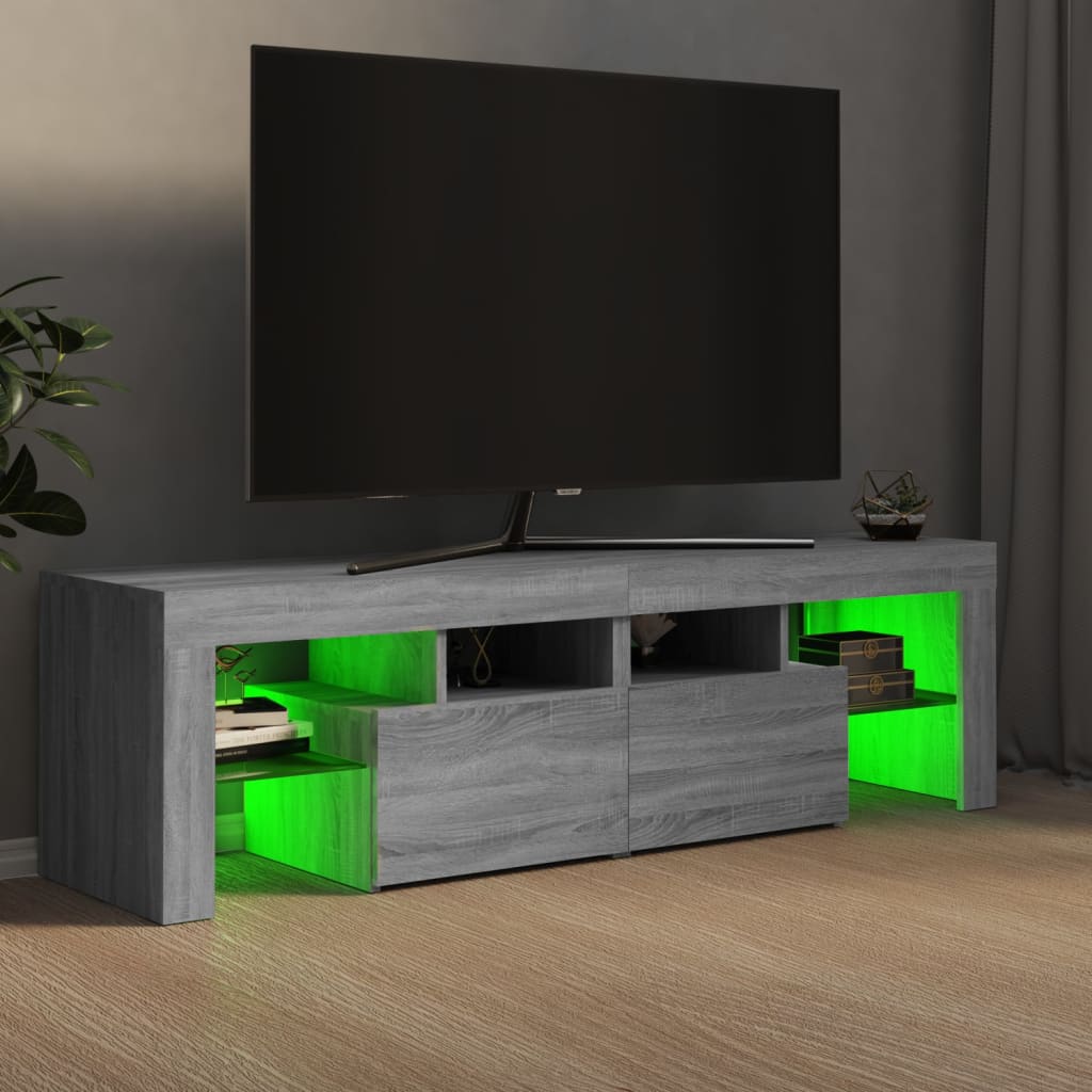 TV omarica z LED lučkami siva sonoma 140x36,5x40 cm