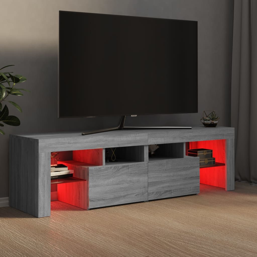 TV omarica z LED lučkami siva sonoma 140x36,5x40 cm