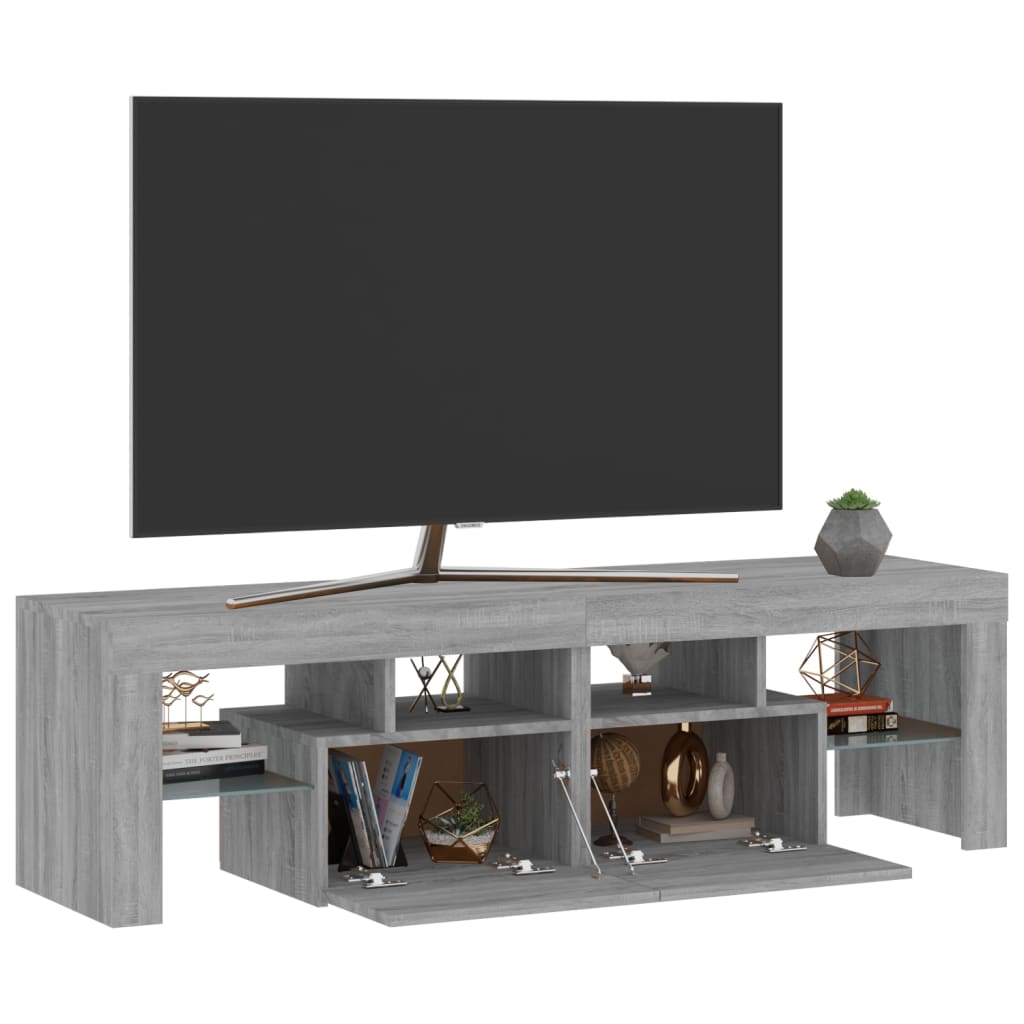 TV omarica z LED lučkami siva sonoma 140x36,5x40 cm