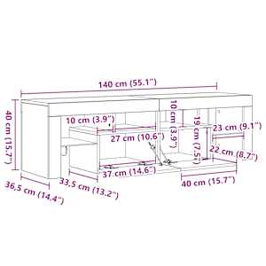 TV skříňka s LED osvětlením šedá sonoma 140 x 36,5 x 40 cm - obrázek 16