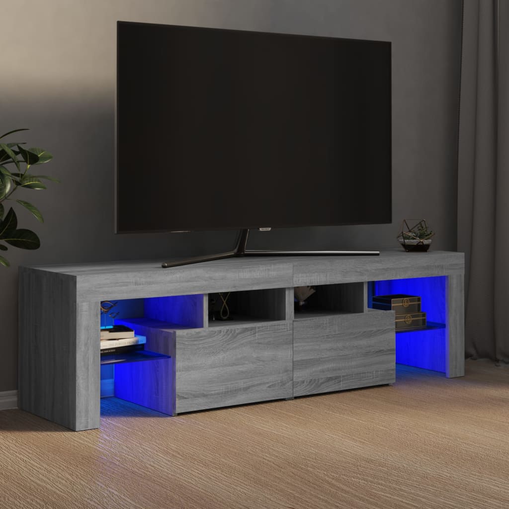 vidaXL Comodă TV cu lumini LED, gri sonoma, 140x36,5x40 cm