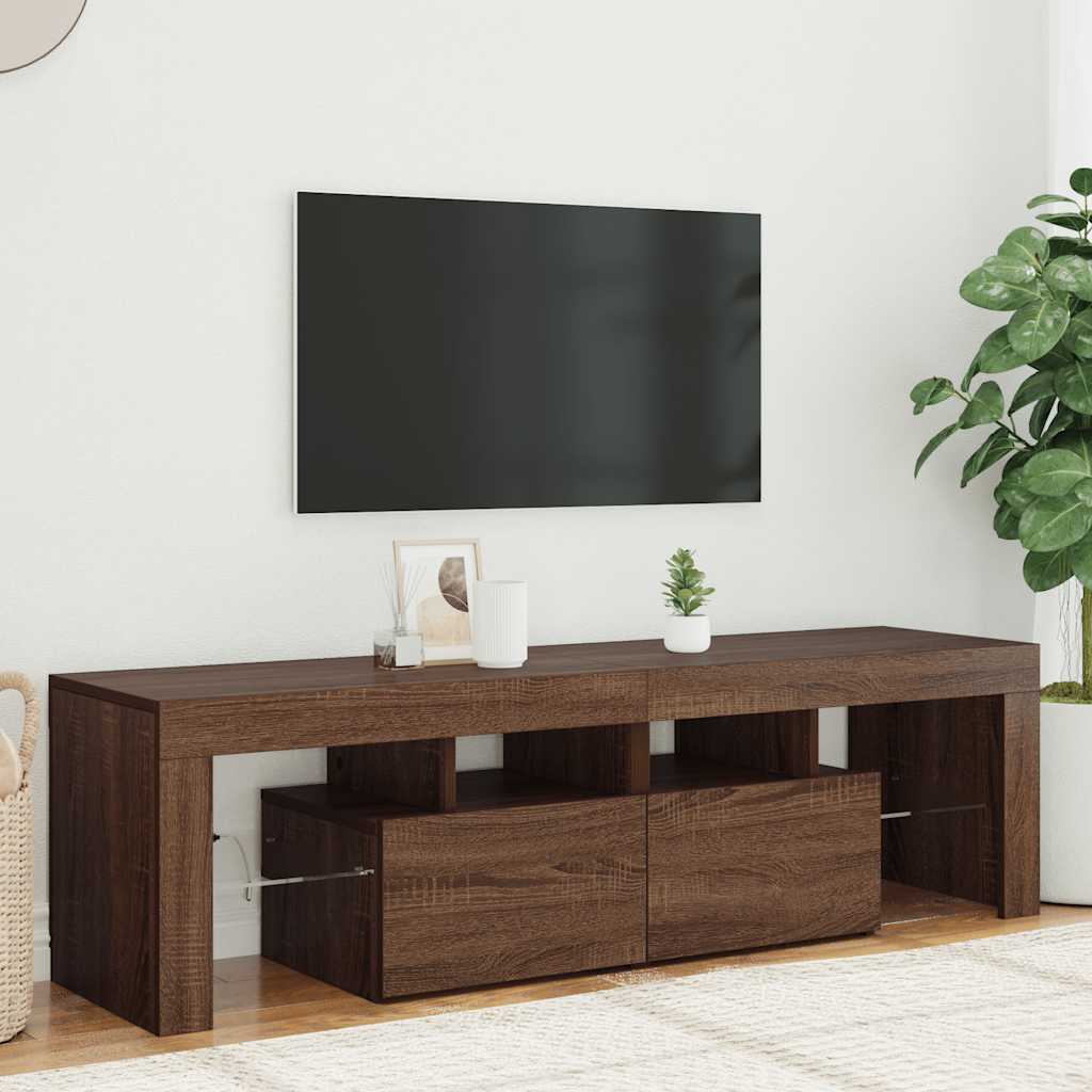 vidaXL TV-Schrank mit LED-Leuchten Braun Eichen-Optik 140x36,5x40 cm