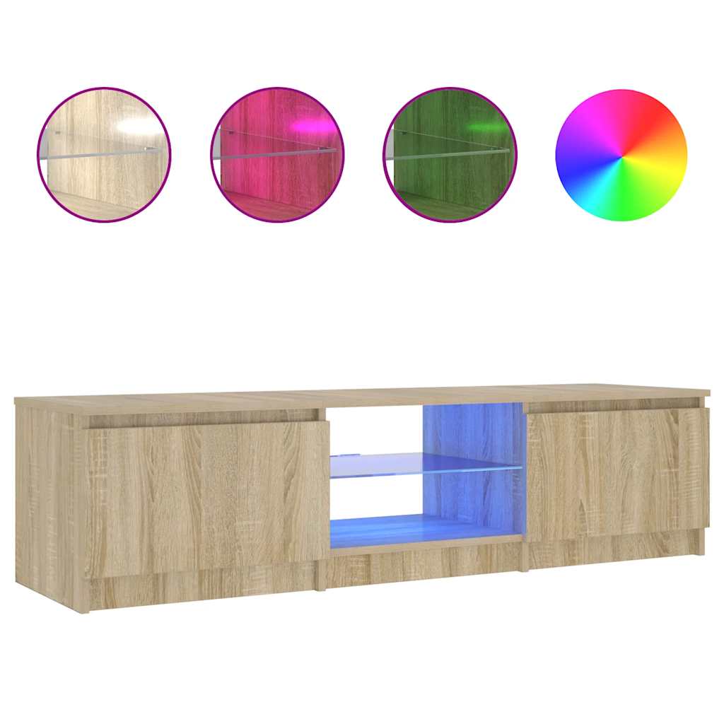 Thumbnail - vidaXL TV-Schrank mit LED-Leuchten Räuchereiche 140x40x36 cm