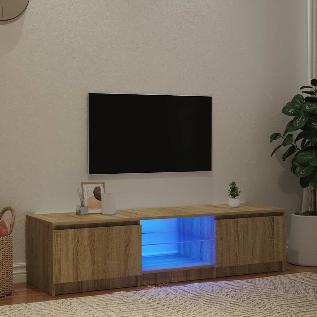 Thumbnail - vidaXL TV-Schrank mit LED-Leuchten Räuchereiche 140x40x36 cm