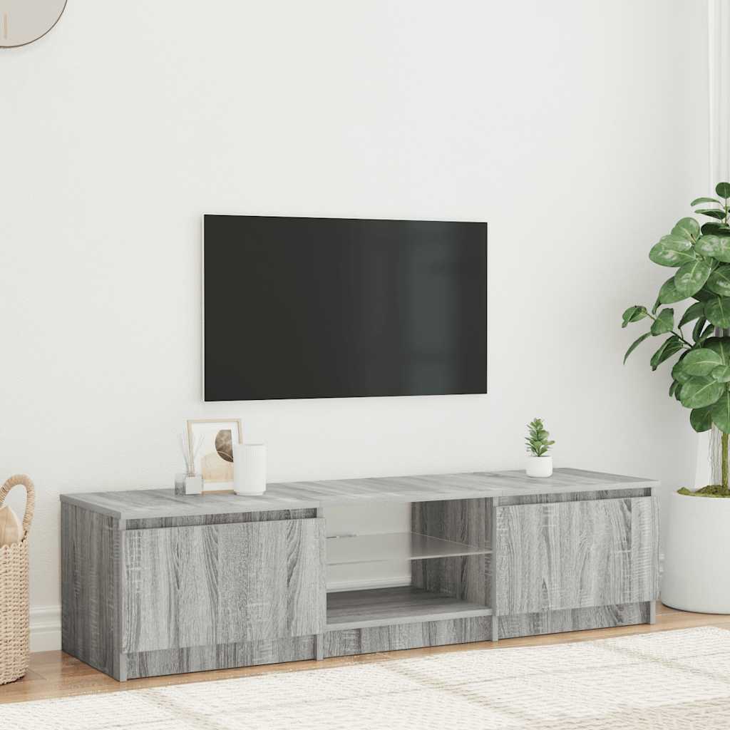 vidaXL Comodă TV cu lumini LED, gri sonoma, 140x40x36 cm