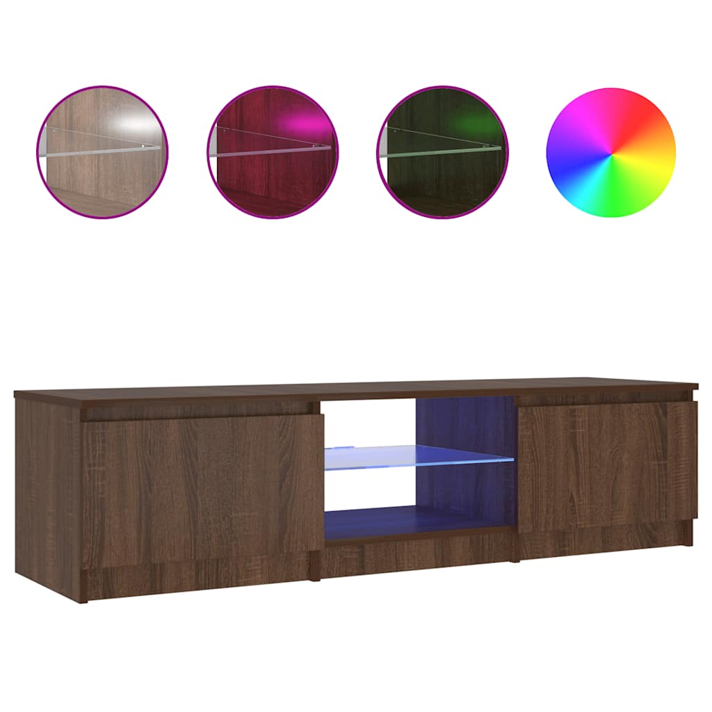 Thumbnail - vidaXL TV-Schrank mit LED-Leuchten Braun Eichen-Optik 140x40x36 cm