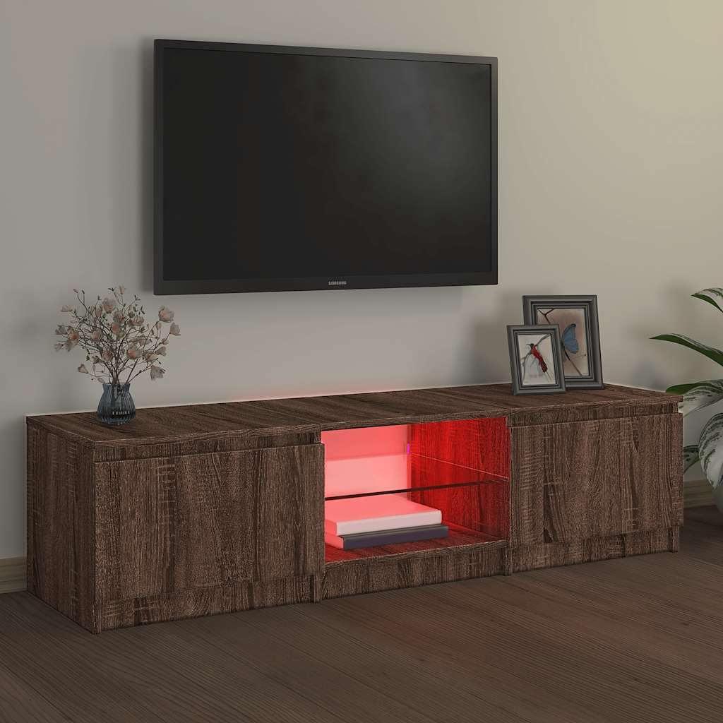 vidaXL Tv-meubel met LED-verlichting 140x40x35,5 cm bruin eikenkleur afbeelding