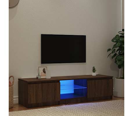 vidaXL Meuble TV avec lumi&egrave;res LED Ch&ecirc;ne marron 140x40x36 cm