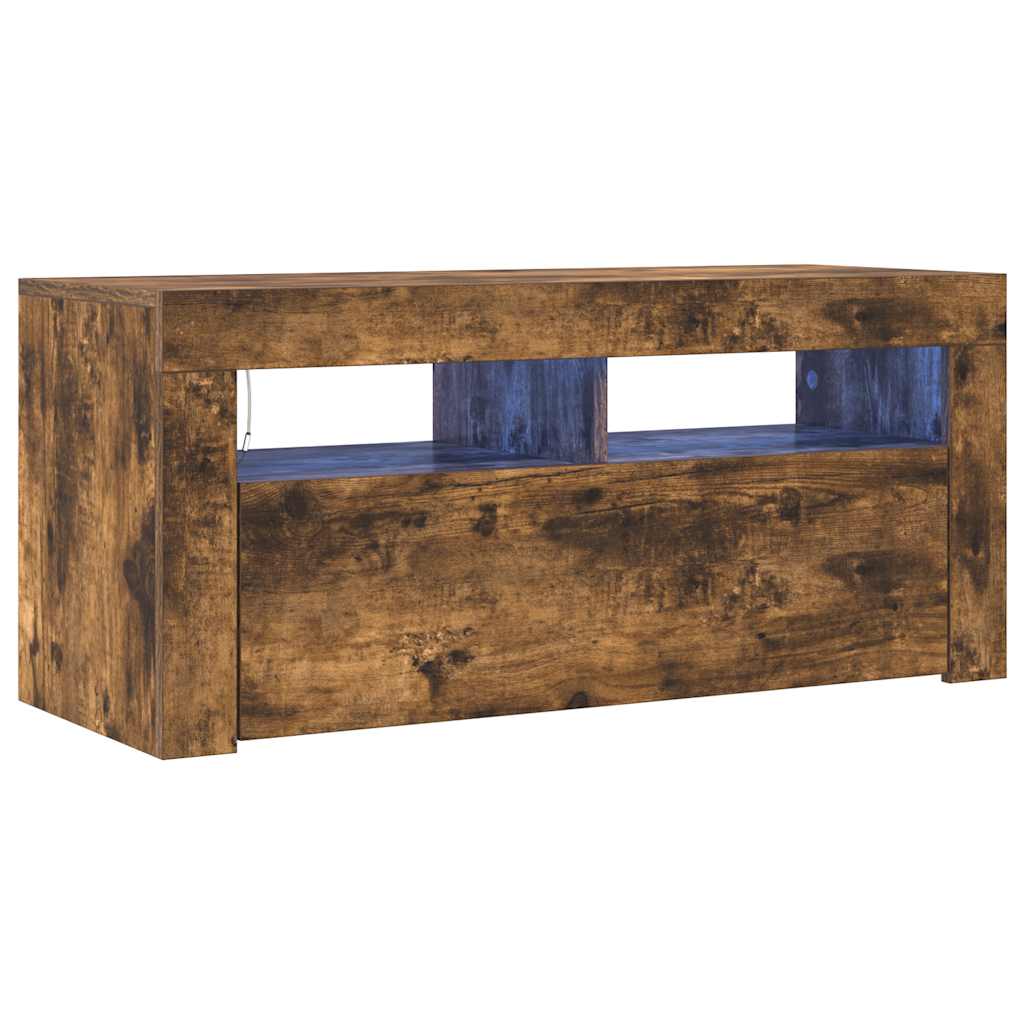 vidaXL TV skříňka s LED osvětlením kouřový dub 90 x 35 x 40 cm