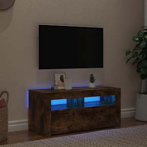 TV skříňka s LED osvětlením kouřový dub 90 x 35 x 40 cm - obrázek 3