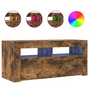 TV skříňka s LED osvětlením kouřový dub 90 x 35 x 40 cm - obrázek 5