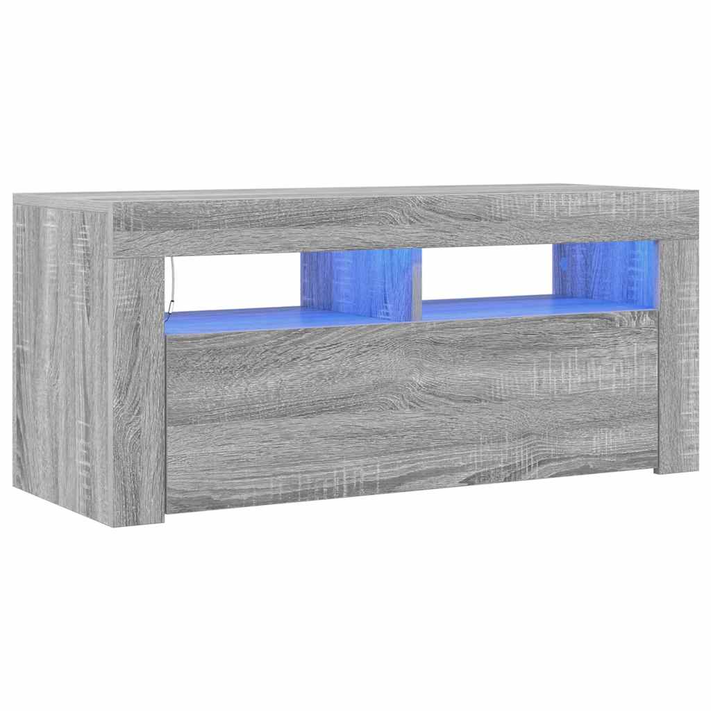 vidaXL TV skříňka s LED osvětlením šedá sonoma 90 x 35 x 40 cm