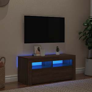 TV skříňka s LED osvětlením hnědý dub 90 x 35 x 40 cm - obrázek 3