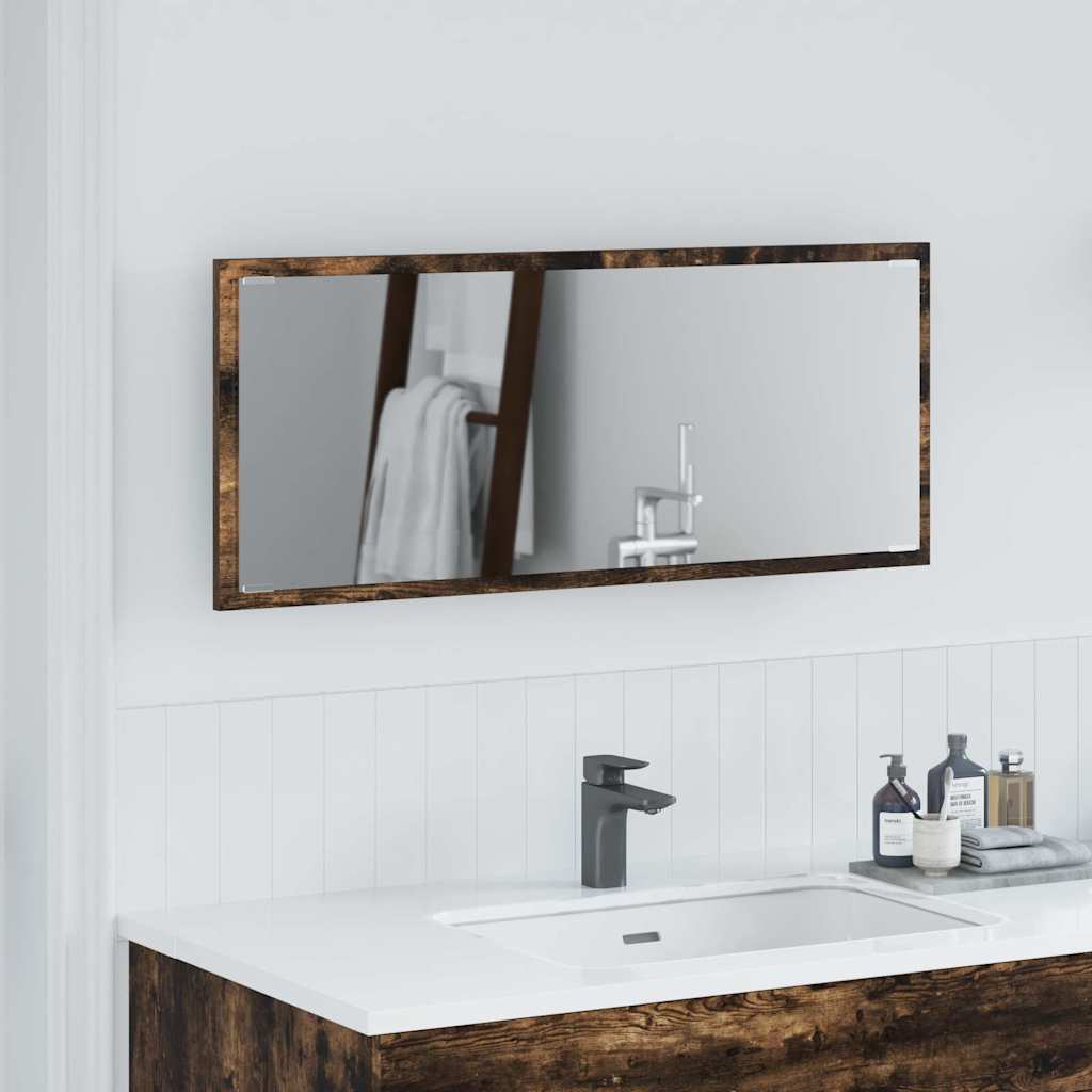 LED Badeværelsesspejl Røget Eg 90x8,5x37 cm Konstrueret Træ