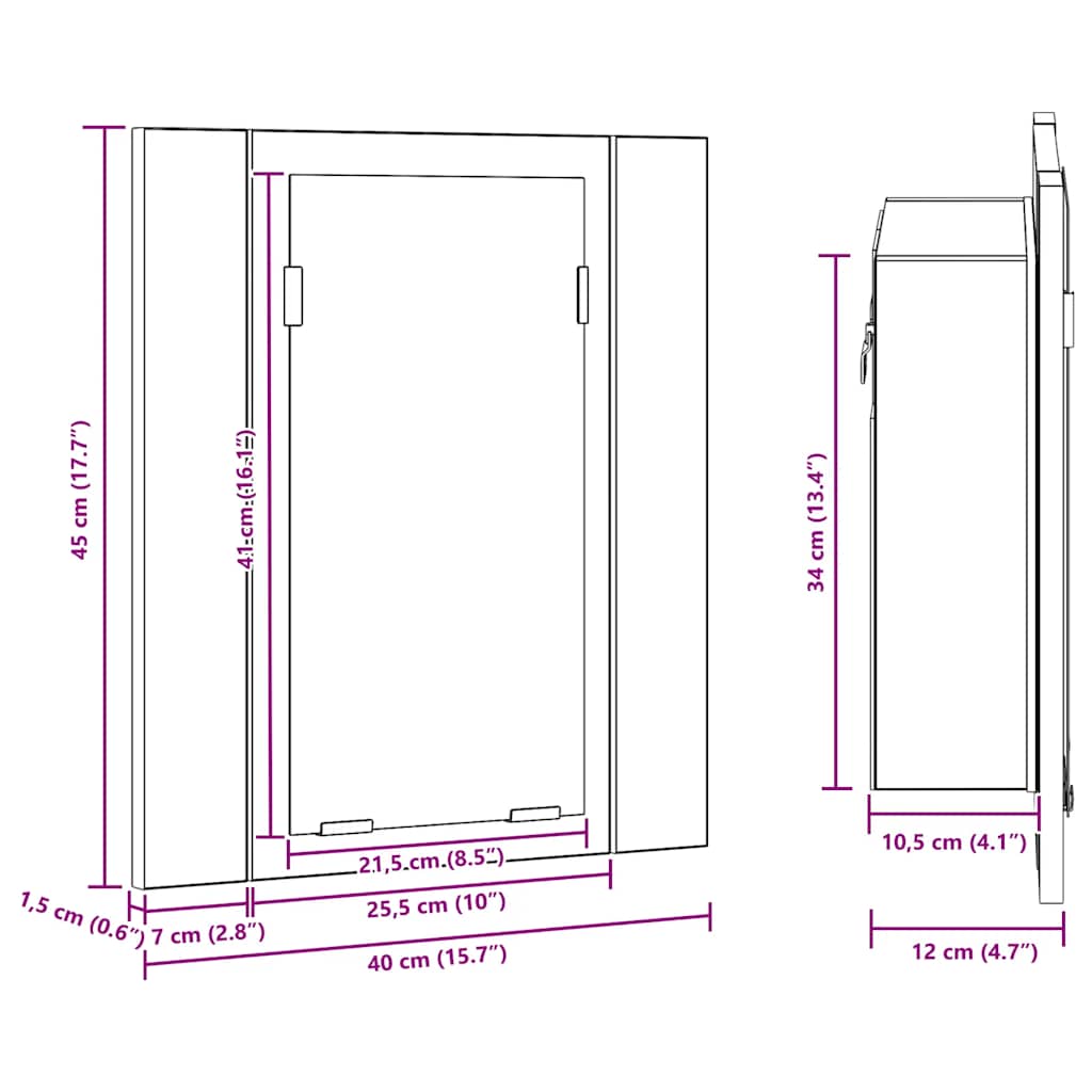 Zrcadlová skříňka s LED kouřový dub 40x12x45cm kompozitní dřevo - obrázek 17