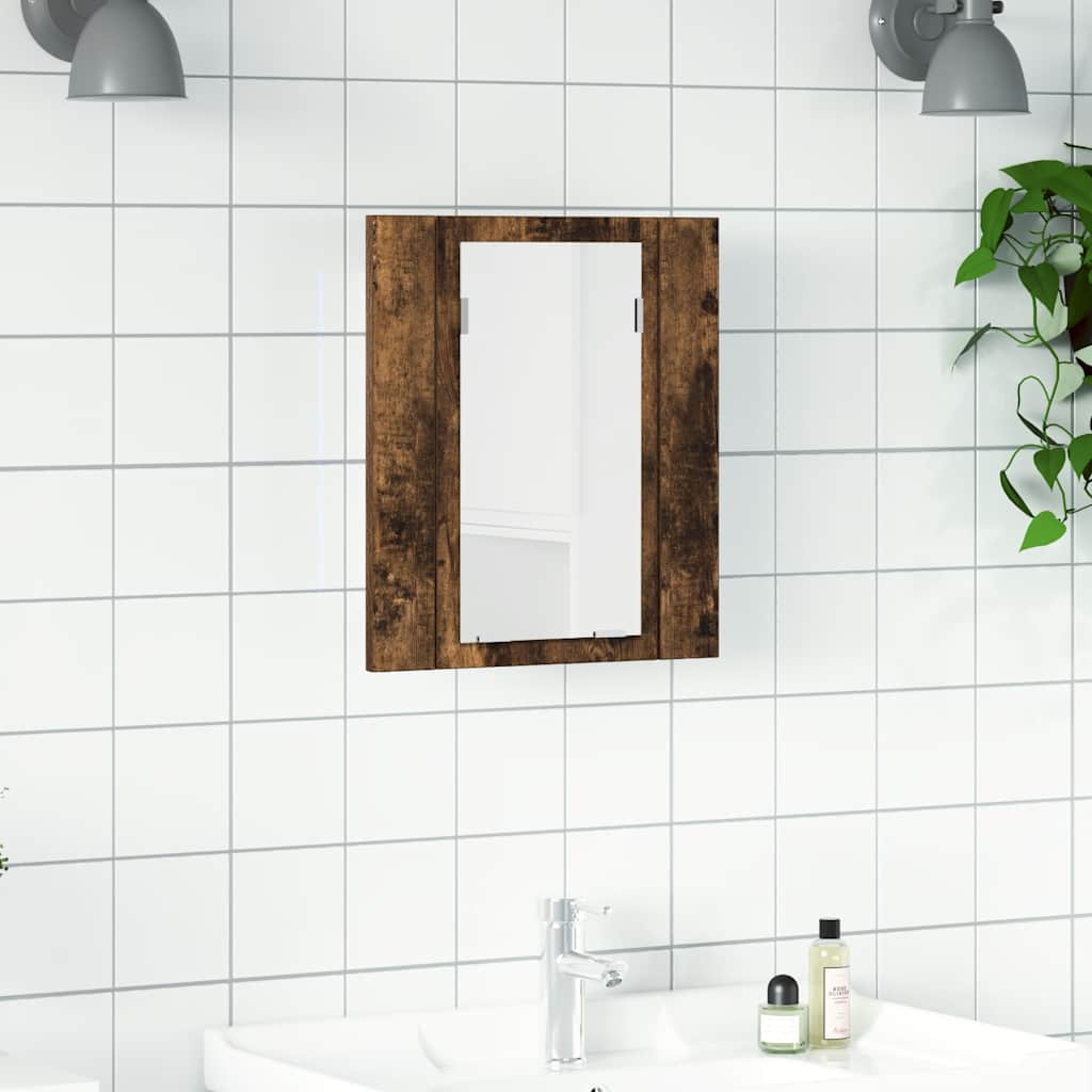 vidaXL LED-Spiegelschrank Räuchereiche 40x12x45 cm Holzwerkstoff