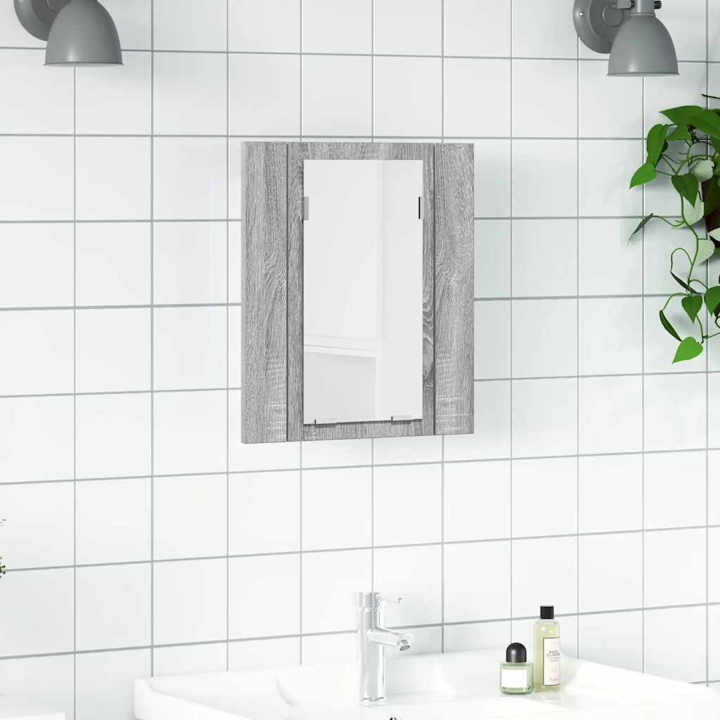 vidaXL LED-Spiegelschrank Grau Sonoma 40x12x45 cm Holzwerkstoff