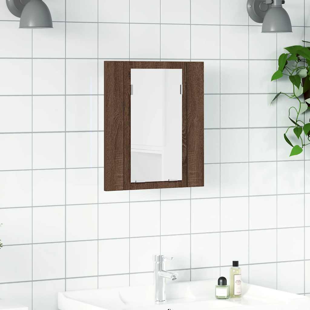 vidaXL LED-Spiegelschrank Braun Eichen-Optik 40x12x45 cm Holzwerkstoff