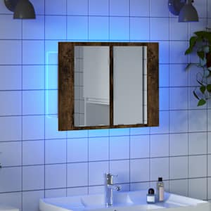 Zrcadlová skříňka s LED kouřový dub 60x12x45cm kompozitní dřevo - obrázek 3