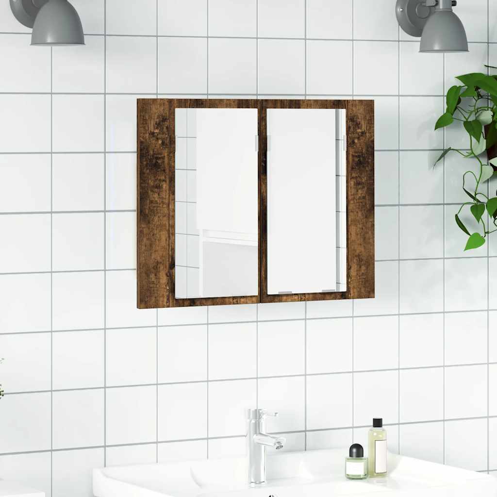 vidaXL LED-Spiegelschrank Räuchereiche 60x12x45 cm Holzwerkstoff